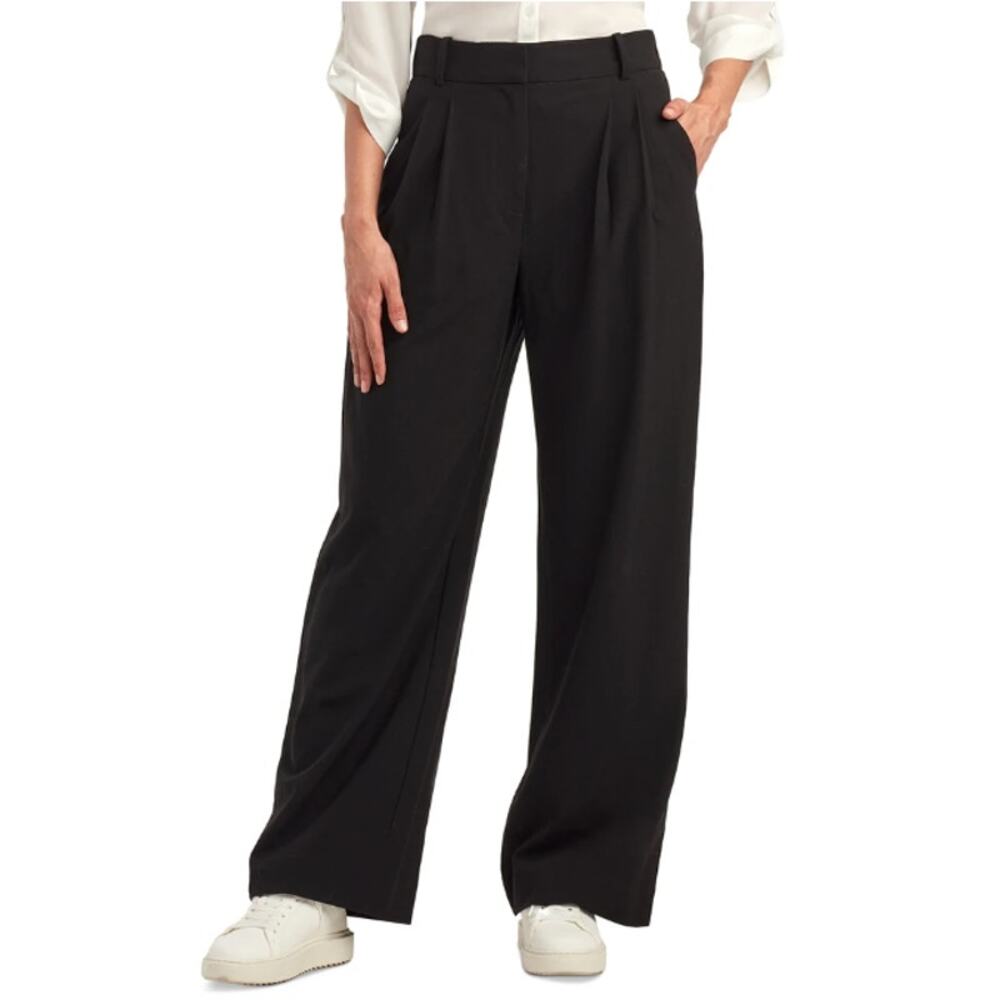 NEW BCX Pleated Front Wide Leg Dress Pants Black Size 7 Career Office Work Wear